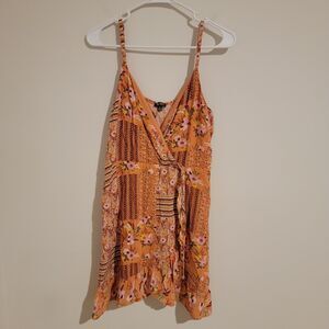 Y2k Babydoll Mini Dress Size XL Boho 70S Hippie Patchwork Floral